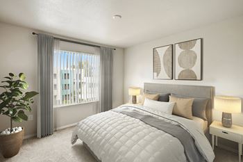 Bedroom with side lamp